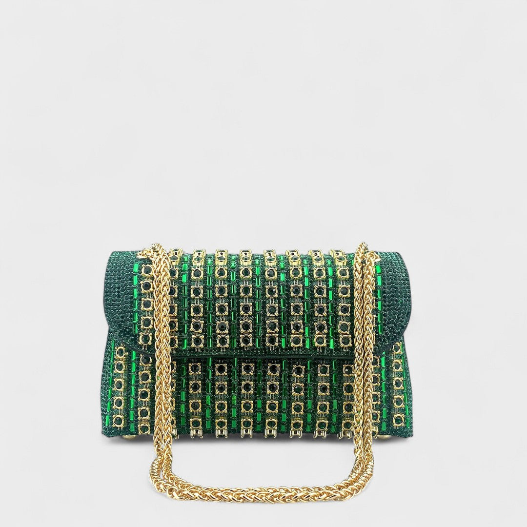 Caridad Rosa - Bolso de hombro con cadena elegante y diamantes de colores