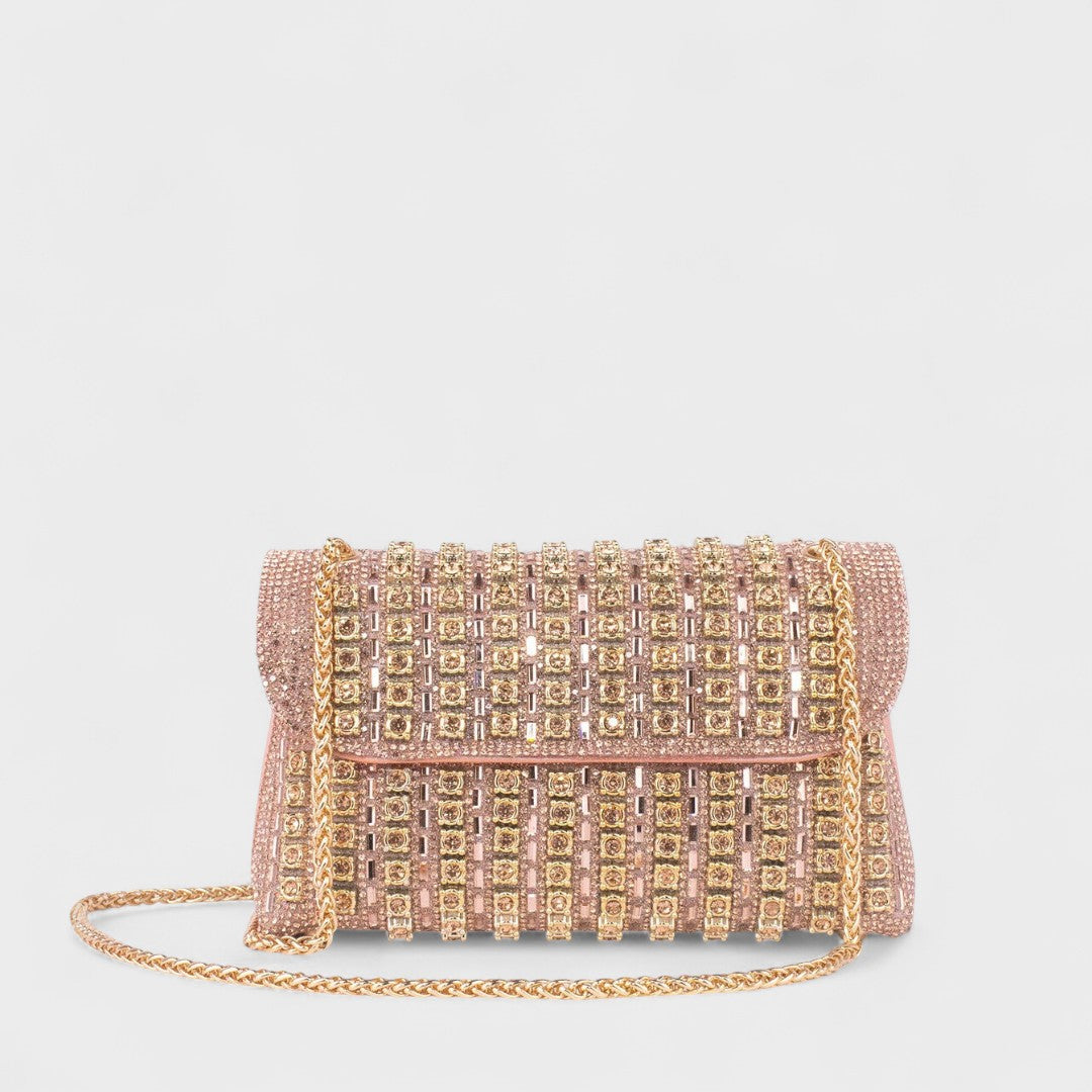 Caridad Rosa - Bolso de hombro con cadena elegante y diamantes de colores