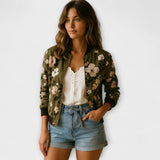 Casandra - Chaqueta bomber elegante con estampado floral