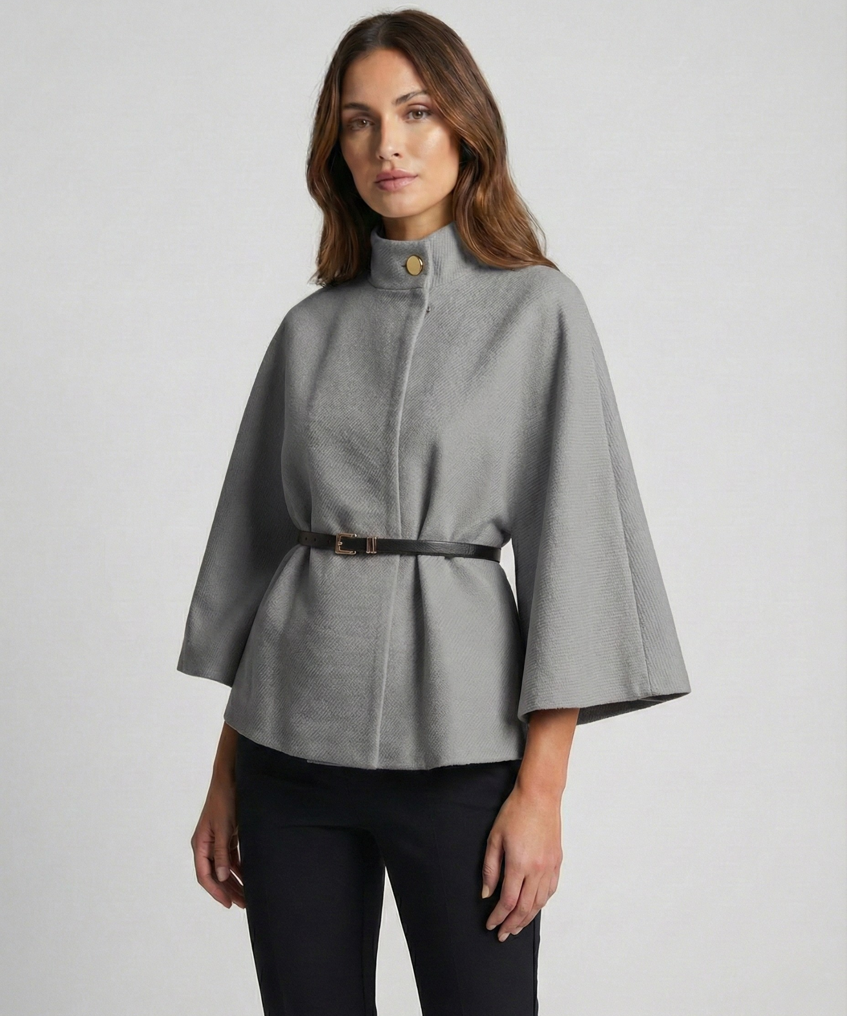 Milagros - Poncho Elegante para Mujer con Cinturón y Corte Estilizador