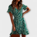 Rubí - Vestido corto boho en verde