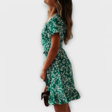 Rubí - Vestido corto boho en verde