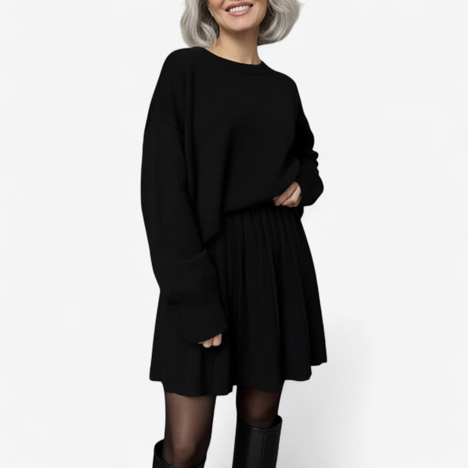 Cyntia - Conjunto de Vestido Plisado