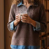 Alma - Blusa Denim Premium con Detalles Trenzados