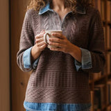 Alma - Blusa Denim Premium con Detalles Trenzados