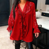 Soledad - Blusa Glamour Negro con Volantes