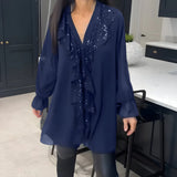 Soledad - Blusa Glamour Negro con Volantes